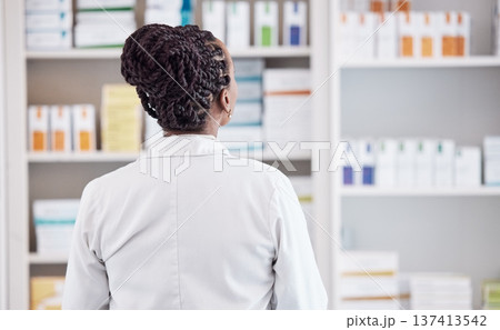 Pharmacy, search and back of woman in store for medicine, inventory and medical. Healthcare, retail and wellness with person and shopping shelf for supplements, pills dispensary and prescription Pharmacy, search and back of woman in store for medicine, inventory and medical. Healthcare, retail and wellness with person and shopping shelf for supplements, pills dispensary and prescription 137413542