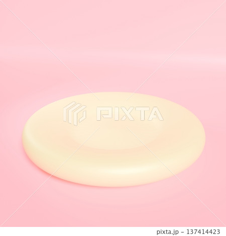 3Dのかわいいぷっくりクリーム色のお皿 137414423