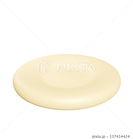 3Dのかわいいぷっくりクリーム色のお皿　透過 137414424