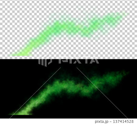 Green smoke or mist effect isolated on transparent background with smooth motion and soft texture for creative visual design Green smoke or mist effect isolated on transparent background with smooth motion and soft texture for creative visual design 137414528