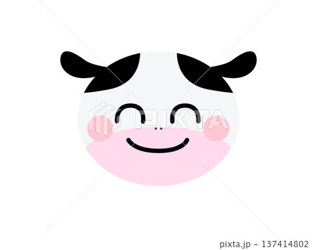 かわいい丸顔のうしの干支イラスト(パステルカラー・ほっぺ・表情あり) かわいい丸顔のうしの干支イラスト(パステルカラー・ほっぺ・表情あり) 137414802