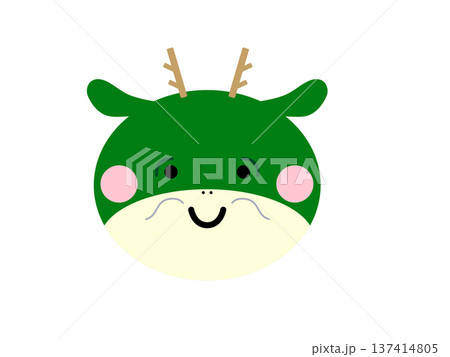 かわいい丸顔のたつの干支イラスト（パステルカラー・ほっぺ・表情あり） 137414805