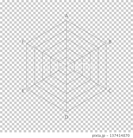 Dark grey hexagonal radar chart with letters A to F - a simple 6-item, 5-point rating template Dark grey hexagonal radar chart with letters A to F - a simple 6-item, 5-point rating template 137414870