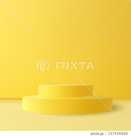 Yellow round 3D podium on yellow background for product presentation. Eps 10 Yellow round 3D podium on yellow background for product presentation. Eps 10 137416026