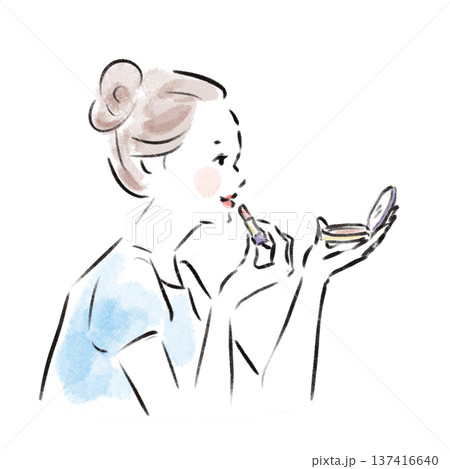 メイク中のおしゃれな日本人女性広告素材 メイク中のおしゃれな日本人女性広告素材 137416640