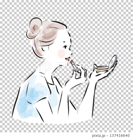 時尚的日本女性正在化妝廣告材料 137416640