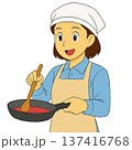 料理をする女性 137416768