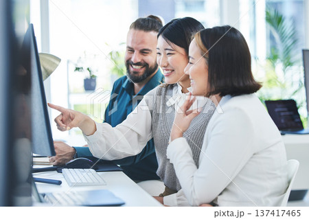 Training, manager and employees with computer, programming and mentor with trading, coaching and mentor. Corporate, supervisor and worker with pc, coding and discussion with programmer, smile or help Training, manager and employees with computer, programming and mentor with trading, coaching and mentor. Corporate, supervisor and worker with pc, coding and discussion with programmer, smile or help 137417465