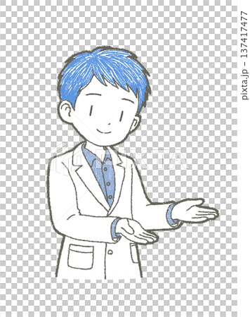 どうぞと両手で勧める白衣姿の医療関係者の男性の手書きイラスト素材 どうぞと両手で勧める白衣姿の医療関係者の男性の手書きイラスト素材 137417477