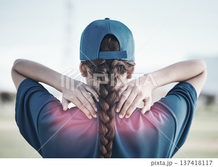 Spine injury, sports person and back pain from baseball player mistake, inflammation or fitness risk. First aid problem, match accident and athlete with fibromyalgia, backache strain or body burnout Spine injury, sports person and back pain from baseball player mistake, inflammation or fitness risk. First aid problem, match accident and athlete with fibromyalgia, backache strain or body burnout 137418117