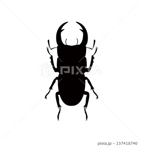 クワガタのシルエットイラスト　昆虫のシルエット 137418740