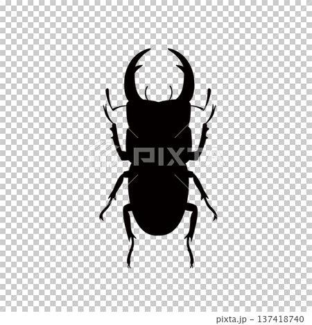 クワガタのシルエットイラスト　昆虫のシルエット 137418740