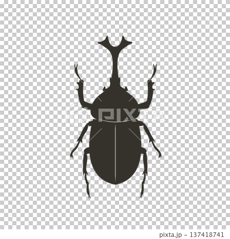 カブトムシのシルエットイラスト　昆虫のシルエット 137418741
