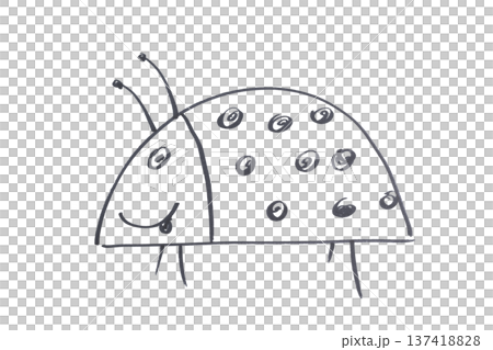 a ladybug drawn with a black marker 137418828