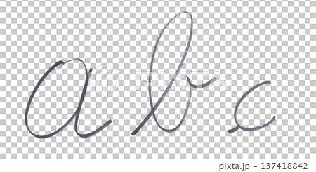 the letters a, b and c written in cursive with a black marker 137418842