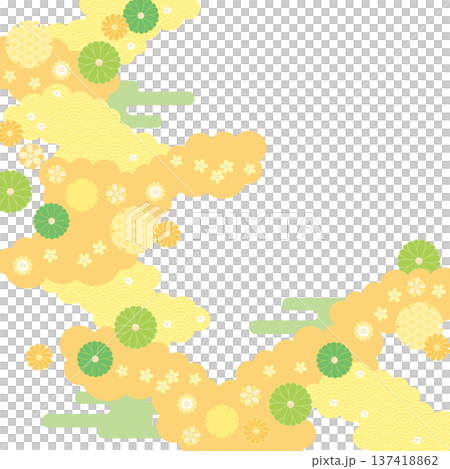 Background material - Spring Japanese style pattern (yellow) Vector Background material - Spring Japanese style pattern (yellow) Vector 137418862