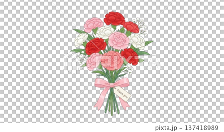 カーネーションの花束のワンポイントイラスト 137418989