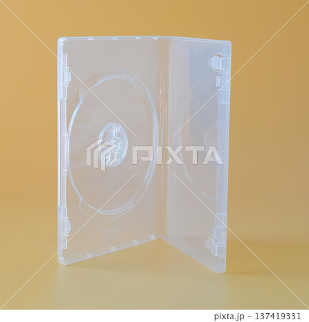Blank CD case or CD cover on color background. 137419331