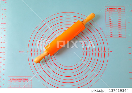 New plastic rolling pin isolated on white background. New plastic rolling pin isolated on white background. 137419344
