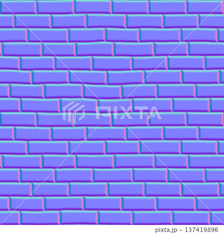 Modern Rounded Brick Wall Normal Map for 3D Modeling 137419896