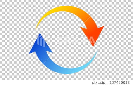 An illustration of a circular arrow with a beautiful orange and blue gradient An illustration of a circular arrow with a beautiful orange and blue gradient 137420038