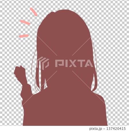 片手で握りこぶしを作る女子学生 バストアップ シルエット 片手で握りこぶしを作る女子学生 バストアップ シルエット 137420415