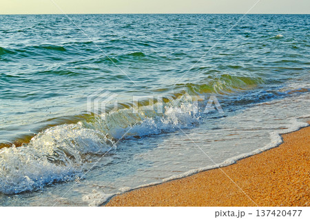 A sea wave on the ocean shore. Background Screensaver Cover 137420477