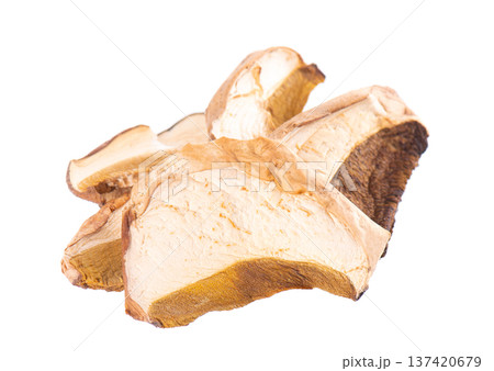 Dried porcini mushrooms isolated on white background. Clipping path. 137420679