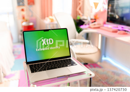 ノートPC画面とゲーミング環境 137420730