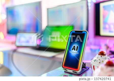 スマートフォンにAI表示 スマートフォンにAI表示 137420741