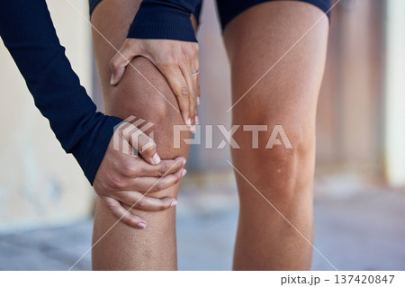 Knee, joint pain and cardio person tired from outdoor exercise, marathon race and hurt from fitness burnout. Legs injury, fatigue and runner sore from running, sports accident or bad training mistake Knee, joint pain and cardio person tired from outdoor exercise, marathon race and hurt from fitness burnout. Legs injury, fatigue and runner sore from running, sports accident or bad training mistake 137420847