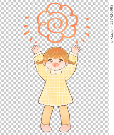 花丸を貰う子ども　女の子 137420998