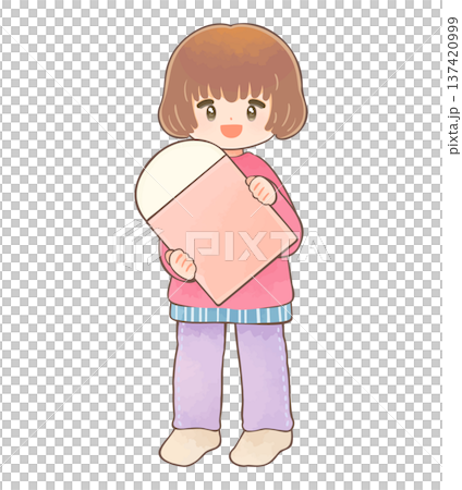 小女孩拿著一塊大橡皮擦 137420999