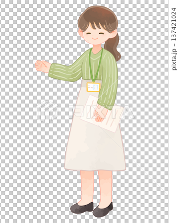 笑顔で案内するポーズの若い女性 137421024