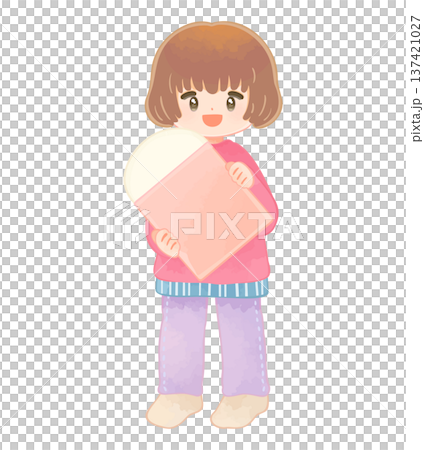 大きな消しゴムを持った子ども　女の子 137421027