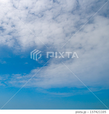 Vast Blue Sky with Scattered White Altocumulus Clouds 137421105