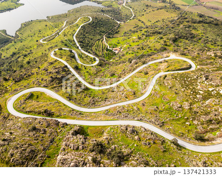Winding Road. Portugal. Aerial View 137421333