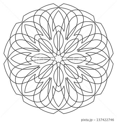Geometry mandala of intertwined lines Ornamental round filigree element Oriental floral illustration 137422746
