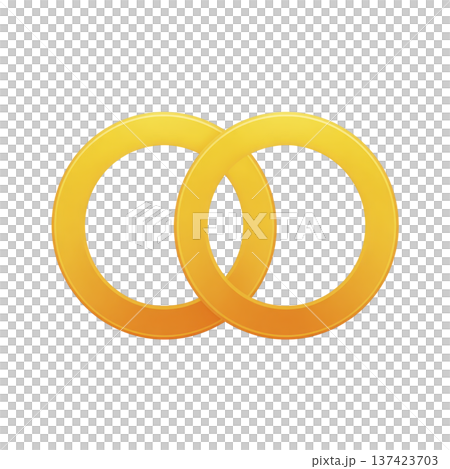 Two interlocking golden rings symbolize unity...のイラスト素材 [137423703] - PIXTA