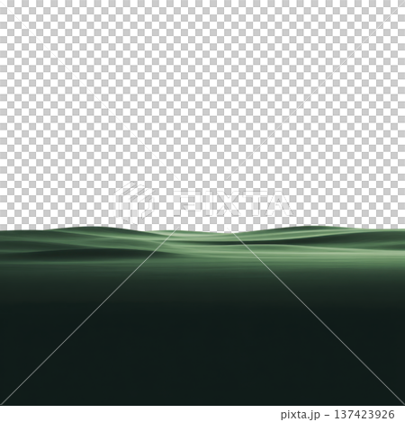 Serene landscape of rolling green hills under clear sky, evoking sense of tranquility and peace. smooth, undulating terrain creates harmonious and calming visual 137423926