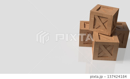 Stacked Wooden Shipping Crates on Gray Background 3d render. Stacked Wooden Shipping Crates on Gray Background 3d render. 137424184