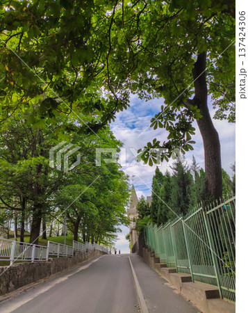 A summer street scene in Jurmala. Bright sunny mood and resort town energy. 137424306