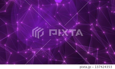 Network of glowing violet lines and nodes...のイラスト素材 [137424353] - PIXTA