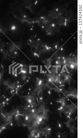 Vivid explosion of glowing particles around a black central void in radial formation 137424392