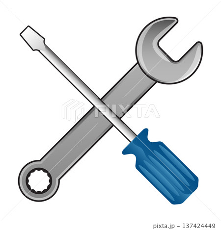 Wrench and screwdriver, symbol for repair 137424449