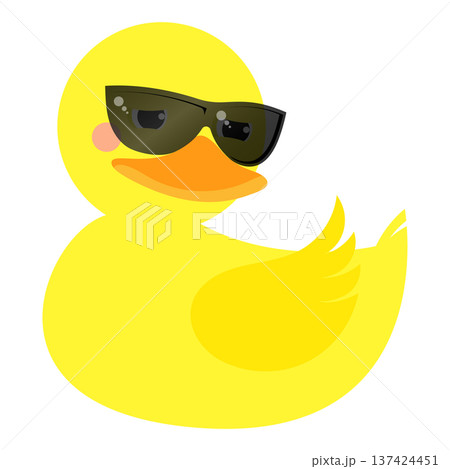 Yellow funny duck in sunglasses 137424451