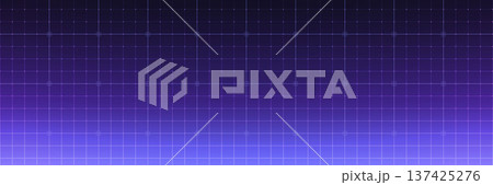 Abstract technology background. HUD with glowing grid, square nodes and purple blue gradient. Futuristic digital backdrop for data, innovation, interface or tech presentation. Vector Illustration 137425276