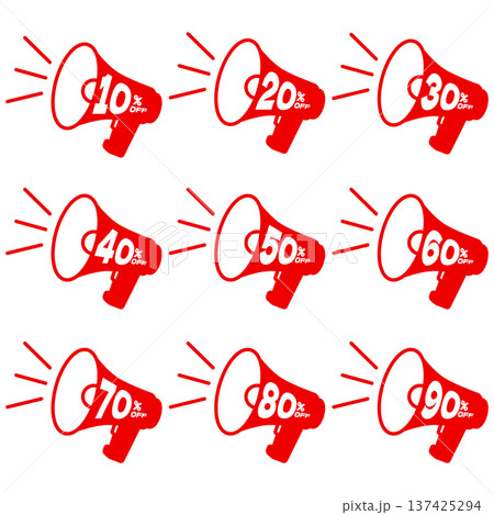 10％割引セール　シンプルな拡声器のアイコン 137425294