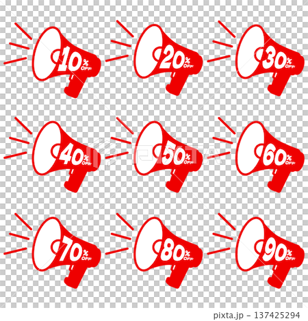 10％割引セール　シンプルな拡声器のアイコン 137425294