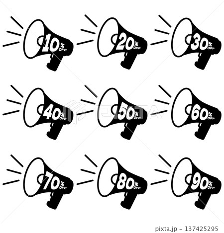 10％割引セール　シンプルな拡声器のアイコン 137425295